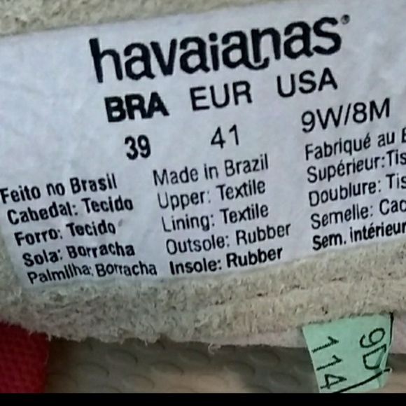 Havaianas Alparagatas Origine Ruby Red Preppy Vacation Two Tone Sneakers Size 9 - Picture 7 of 8